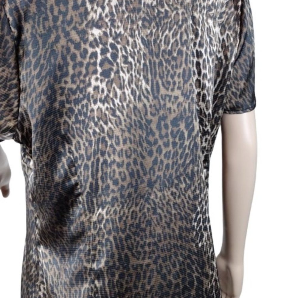 Apt. 9 Animal Print Button Front Silky Blouse Xl - image 4